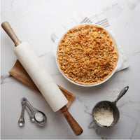 White Marble Rolling Pin with Wood Base