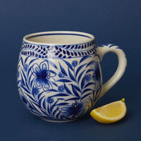 Blue Floral Ceramic Coffee Tea Mug