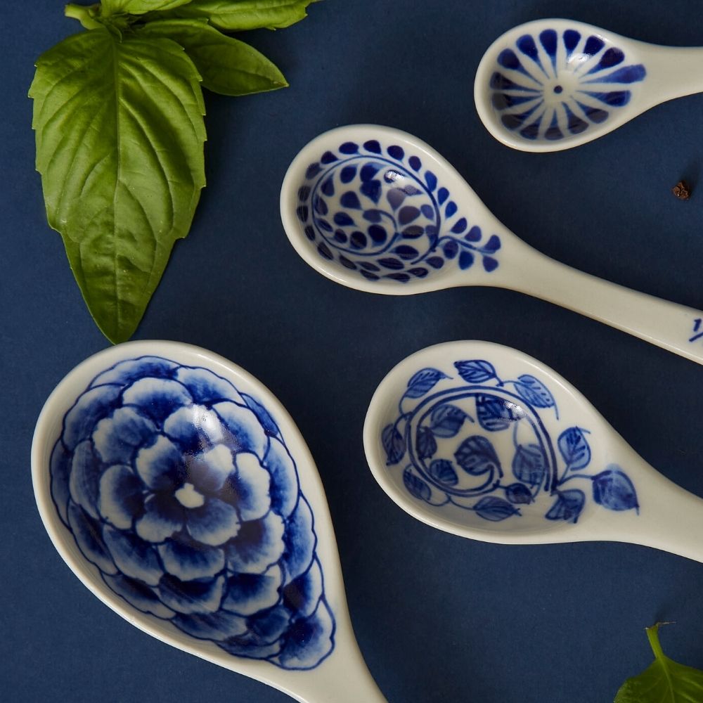 Blue Floral Ceramic Measuring Spoons