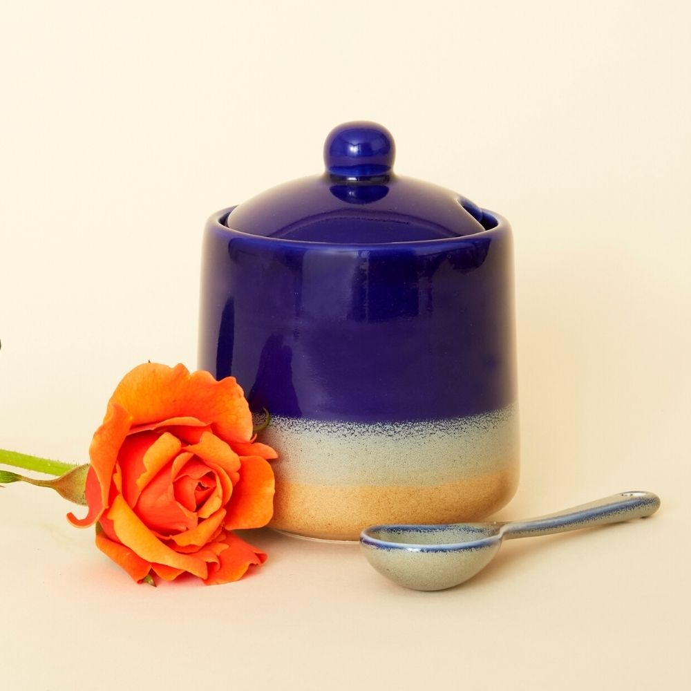 Ocean Ceramic Sugar Pot and Creamer Set