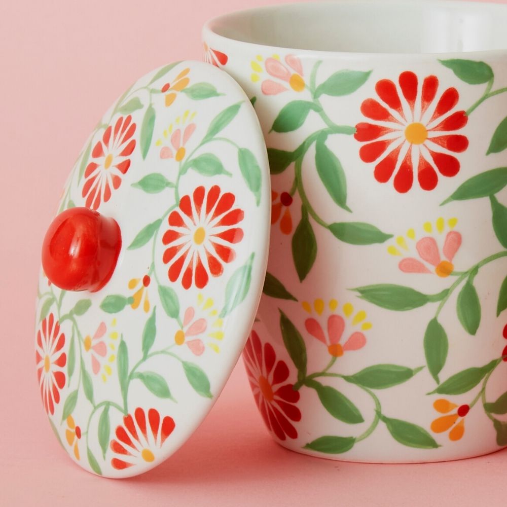 Spring Flowers Ceramic Tea Mug with Infuser Cup