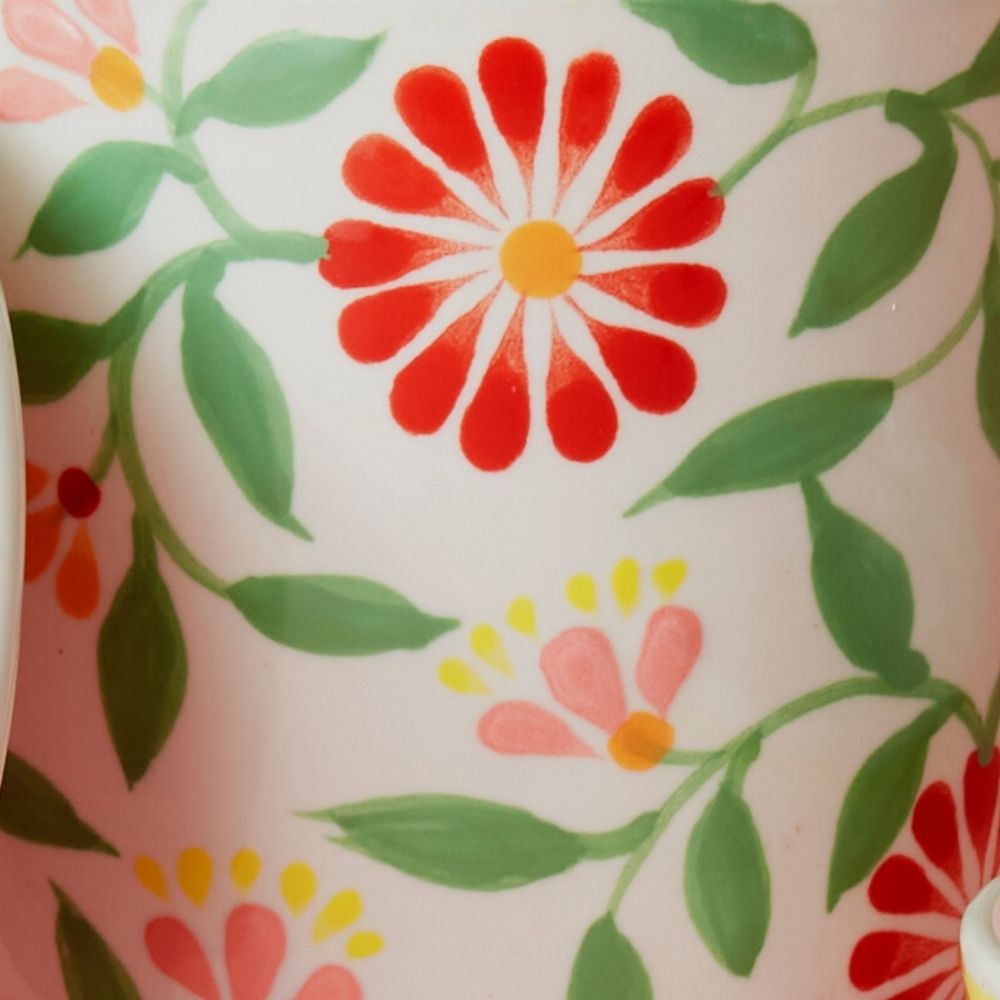 Spring Flowers Ceramic Tea Mug with Infuser Cup