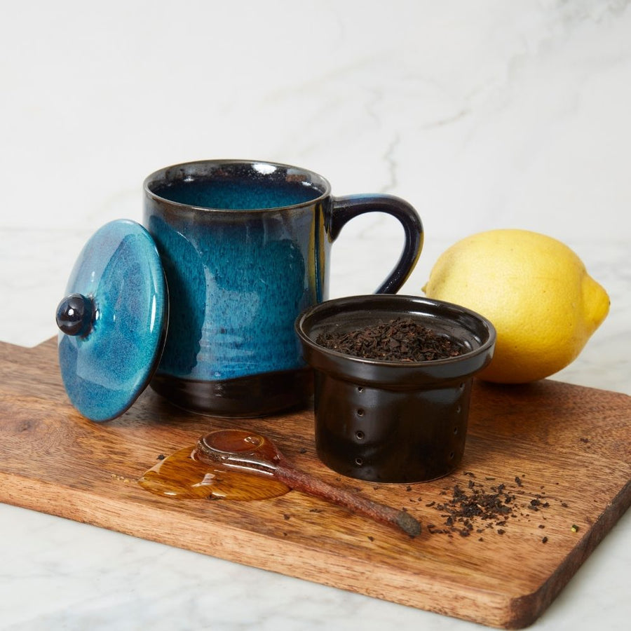 Night Sky Ceramic Tea Mug with Infuser Cup