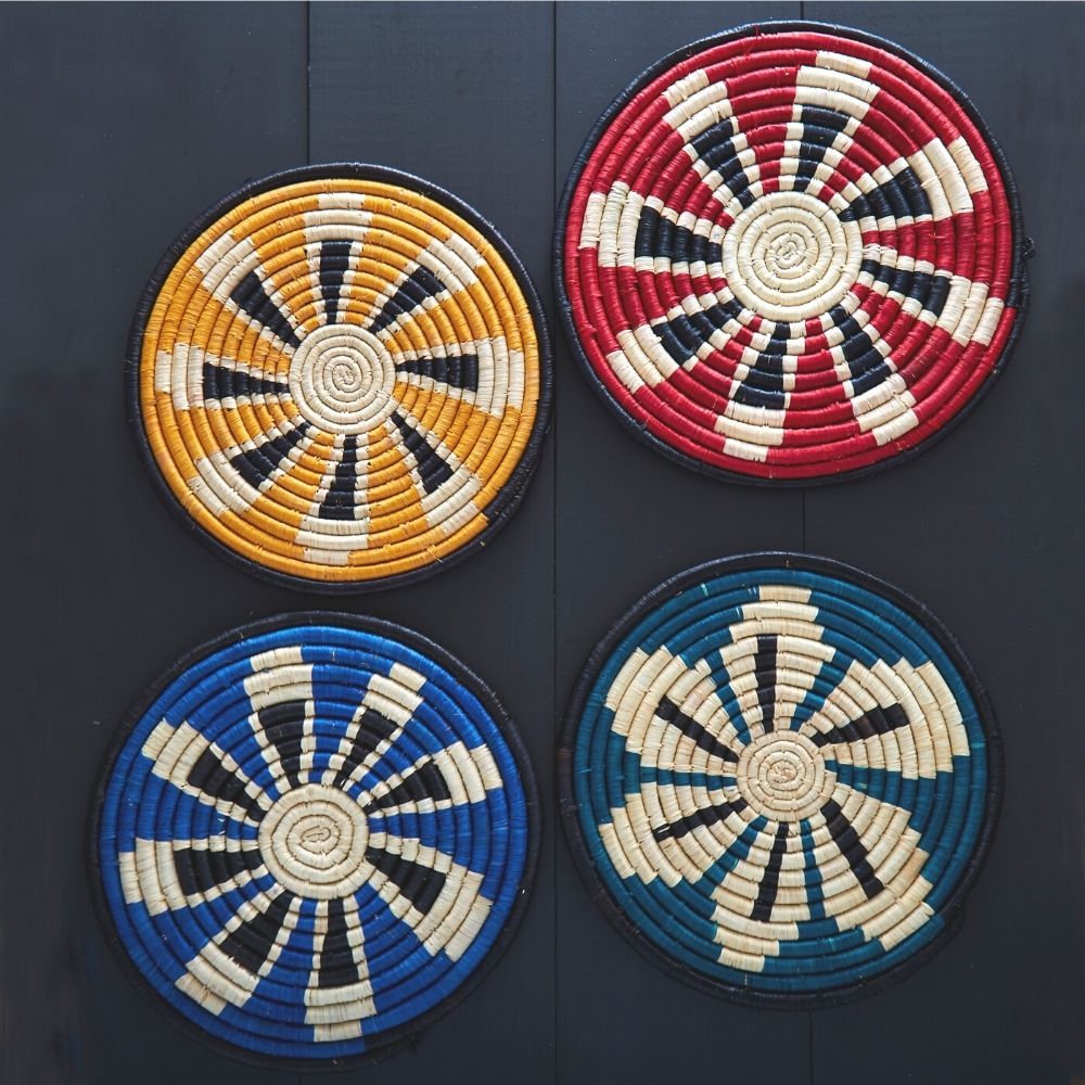Trivets for Hot Dishes, Hot Pots and Pans, Thick Heat Resistant Large Coasters for Kitchen, Hot Pads, Kitchen Essentials, Kitchen Decor for Table & Countertop | Colorful Woven Trivets Set, 8", African