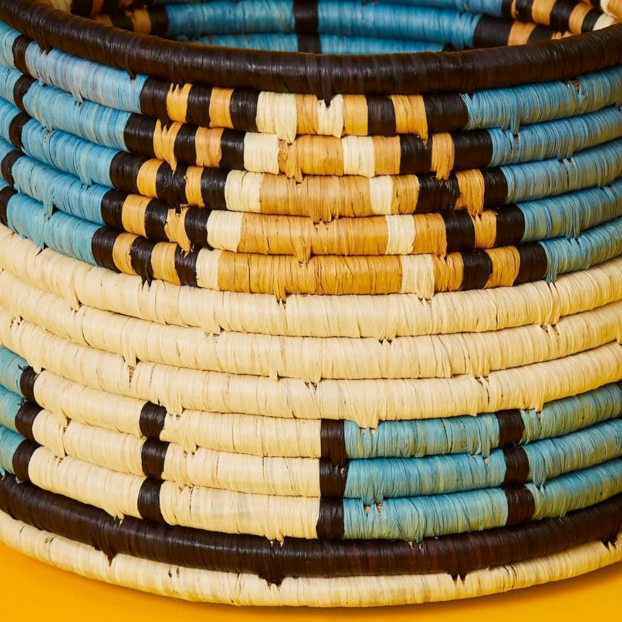 Small Turquoise Raffia Basket
