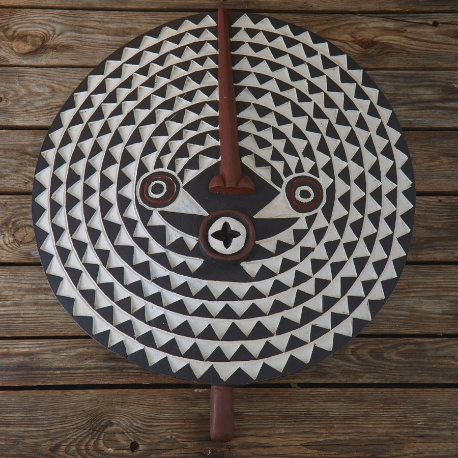 Burkina Faso Large Wooden Sun Tribal Wall Hanging