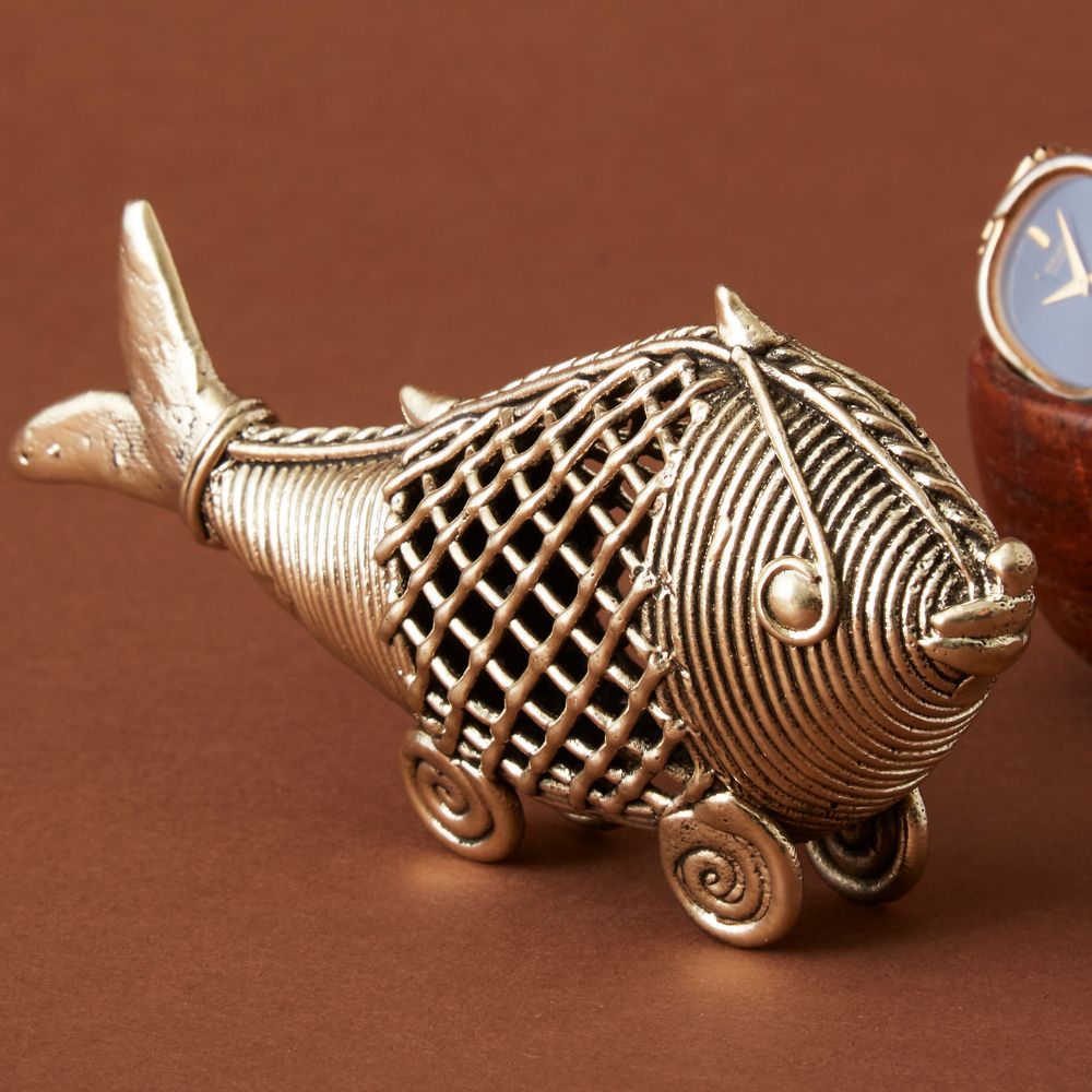 Mini Brass Dhokra Paper Weight Fish Figurine
