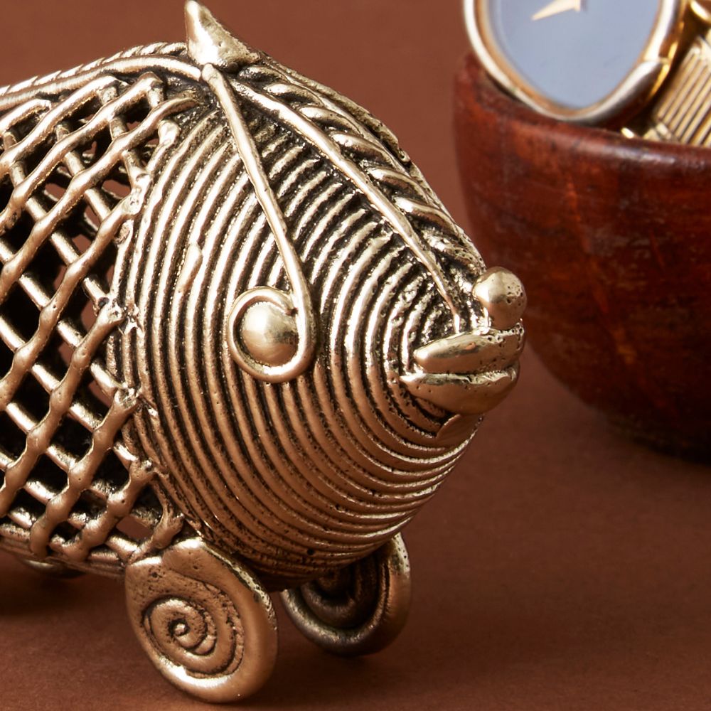 Mini Brass Dhokra Paper Weight Fish Figurine