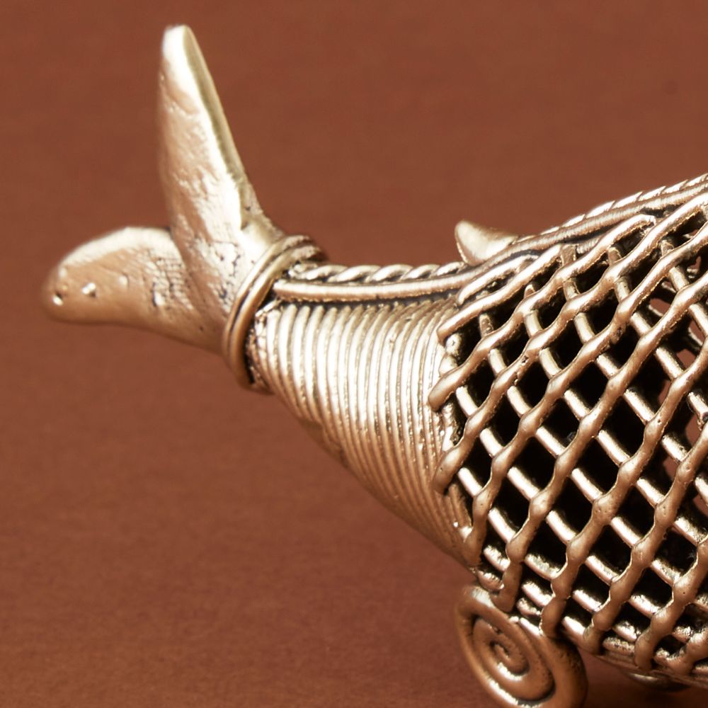 Mini Brass Dhokra Paper Weight Fish Figurine