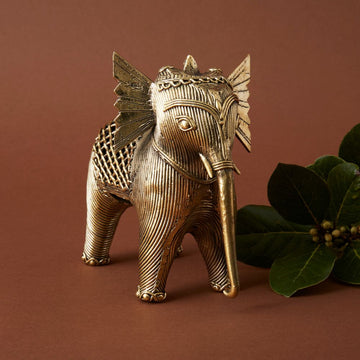 Small Brass Dhokra Elephant Figurine