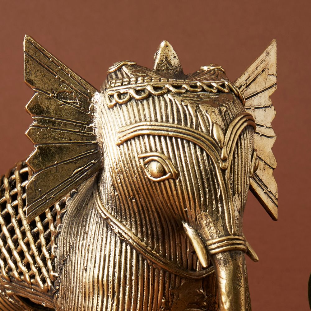 Small Brass Dhokra Elephant Figurine – Artisan Variety