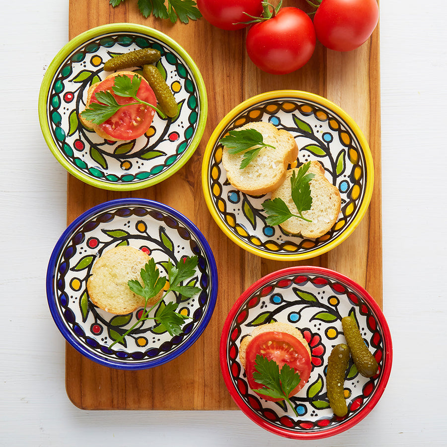 Ceramic Palestine Colorful Vine Appetizer Plate Set