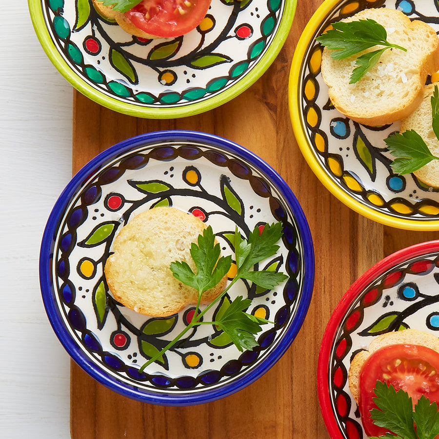 Ceramic Palestine Colorful Vine Appetizer Plate Set
