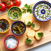 Ceramic Palestine Colorful Vine Appetizer Plates Bowls Set