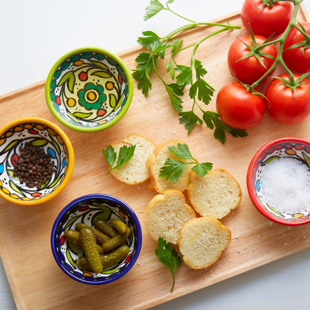 Ceramic Palestine Colorful Vine Appetizer Plates Bowls Set