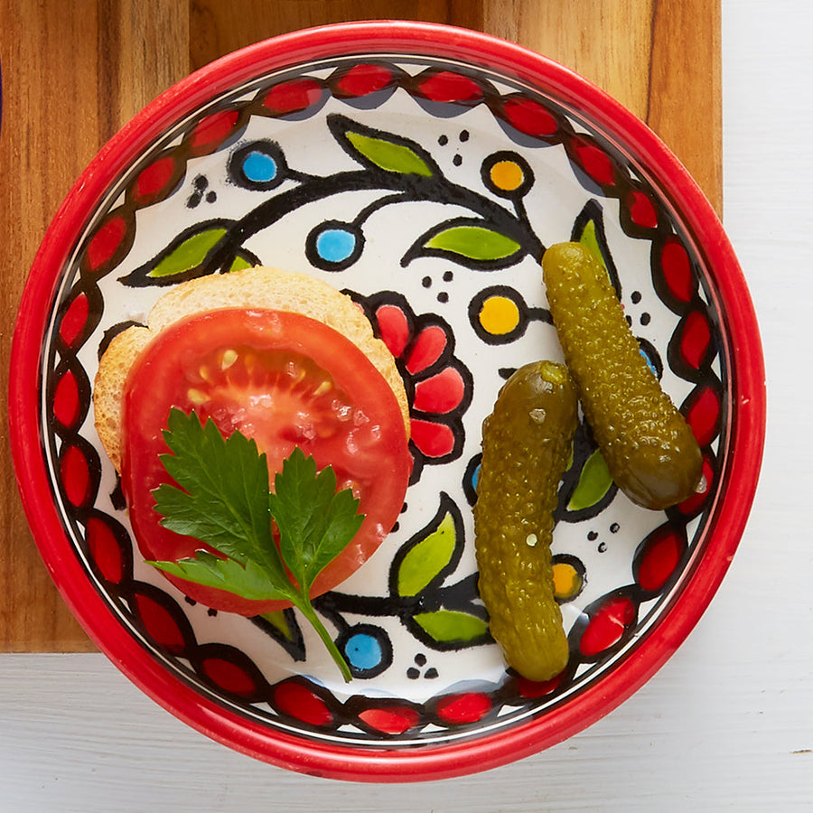 Ceramic Palestine Colorful Vine Appetizer Plates Bowls Set