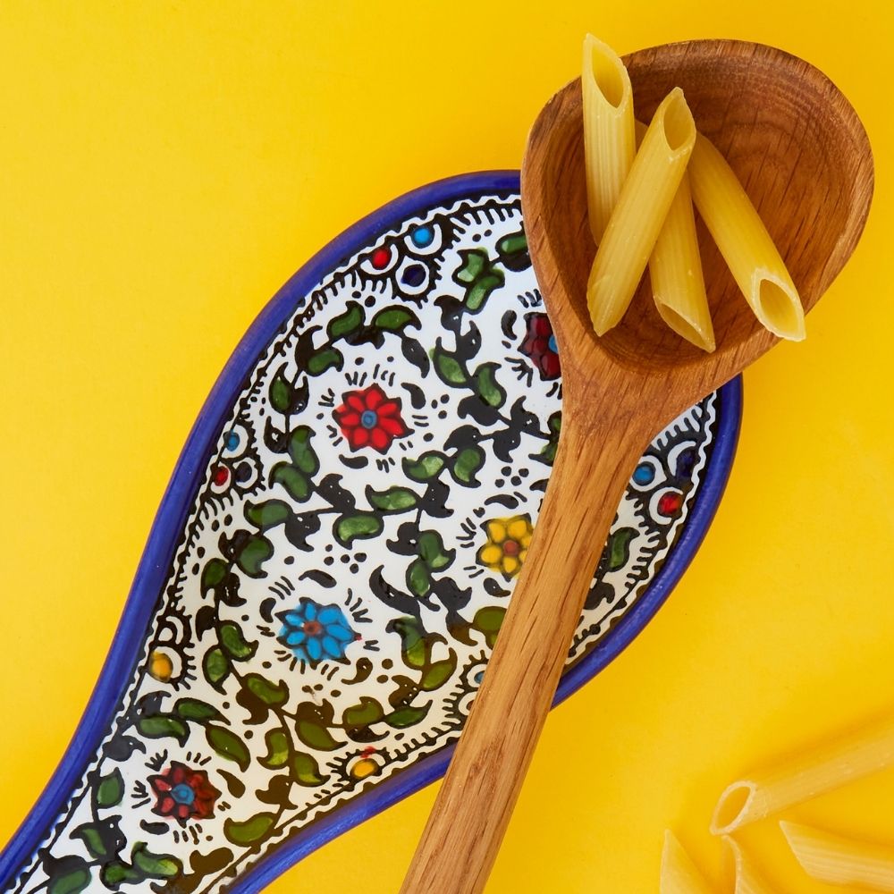 Ceramic Palestine Blue Floral Spoon Rest
