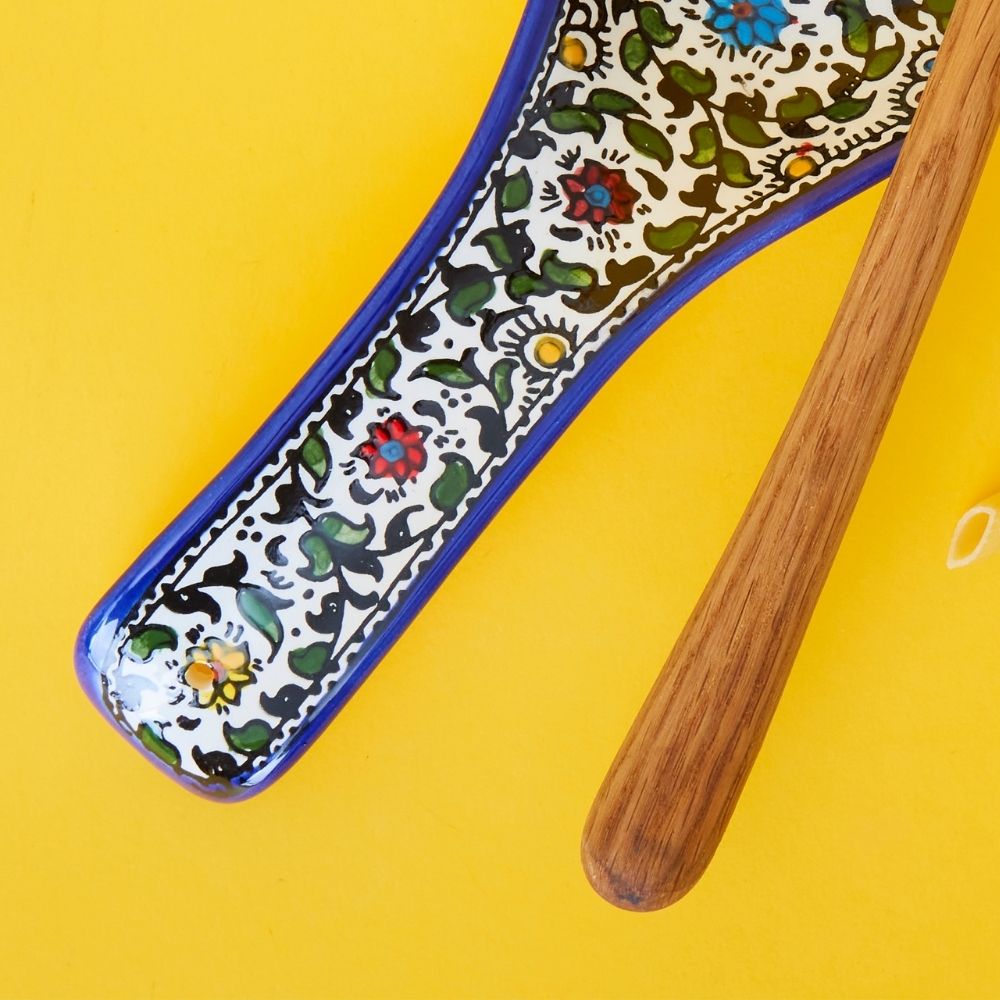 Ceramic Palestine Blue Floral Spoon Rest