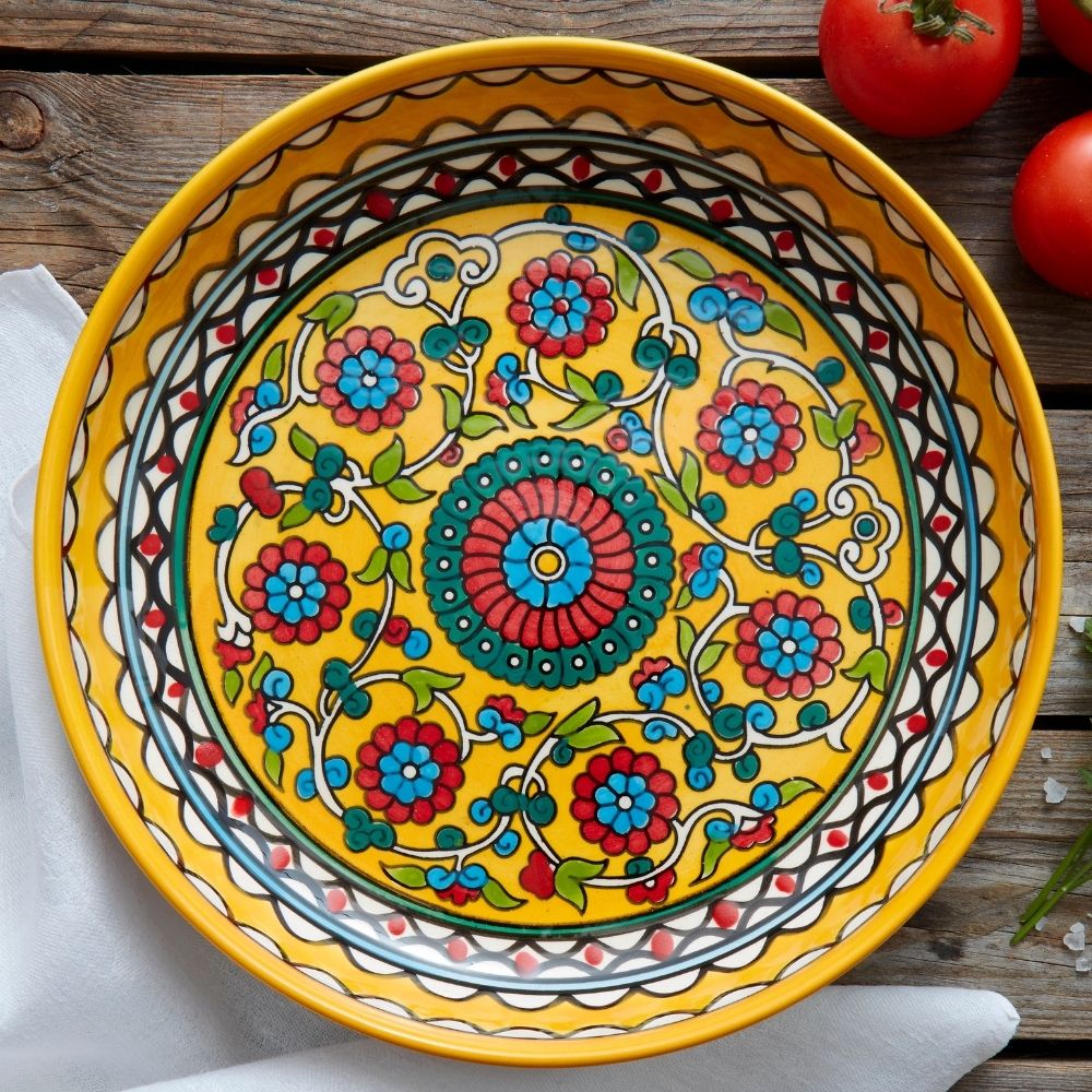 Ceramic Large Palestine Yellow Round Dish