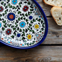 Medium Ceramic Palestine Blue Floral Oval Dish