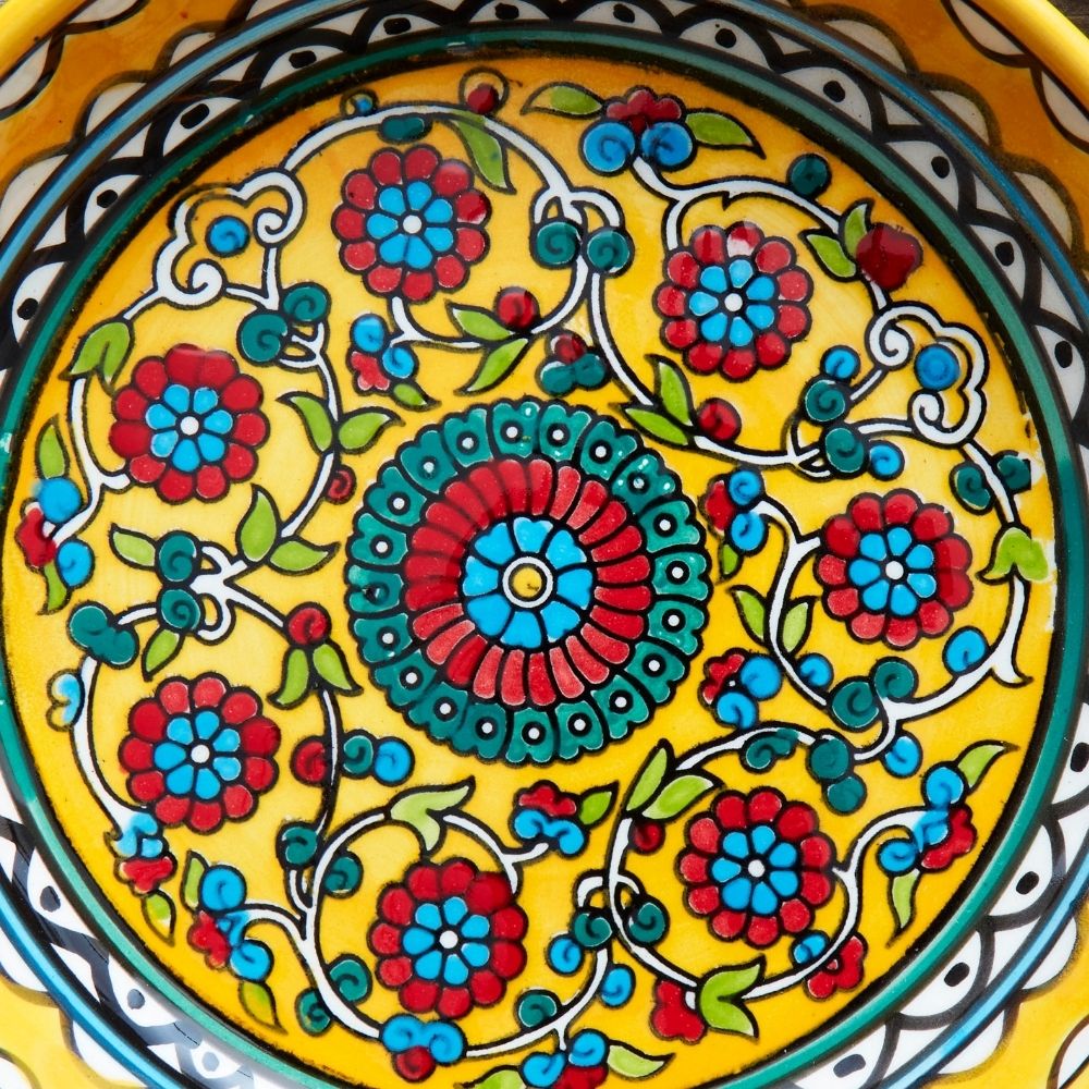 Ceramic Palestine Yellow Floral Round Dish Set