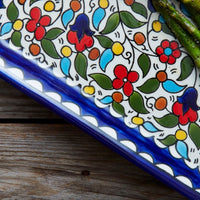 Ceramic Large Palestine Blue Floral Long Dish