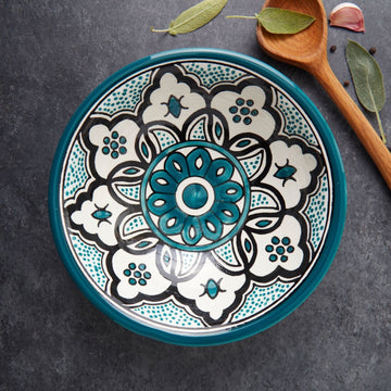 Ceramic Palestine Teal Black Bowl