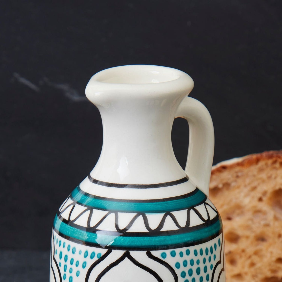 Ceramic Paletine Teal Black Oil Vinegar Dispenser