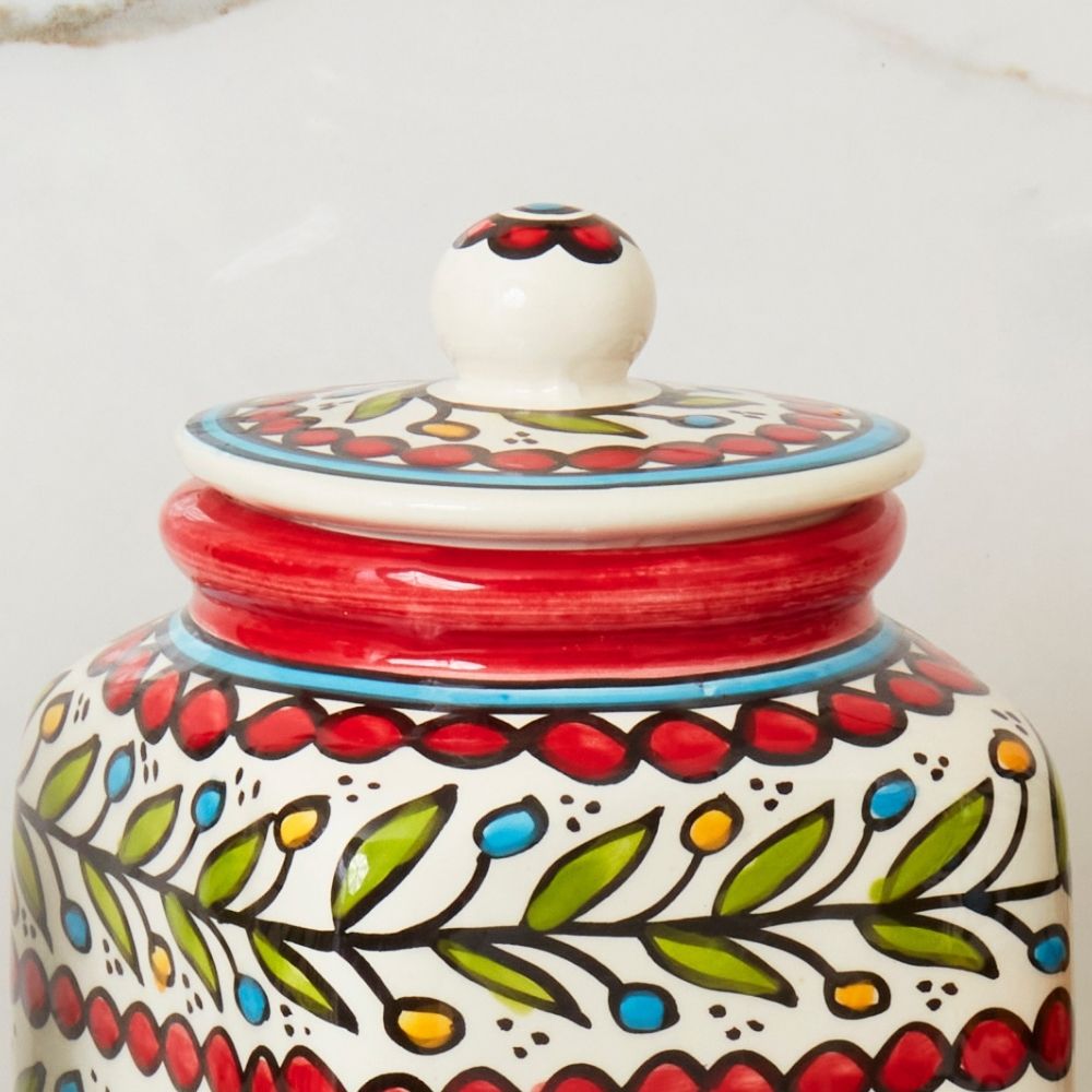 Ceramic Large Palestine Colorful Vine Canister Set