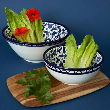 Ceramic Palestine Blue Floral Serving Deep Bowl Set
