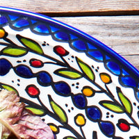 Ceramic Palestine Blue Colorful Vine Jumbo Bowl