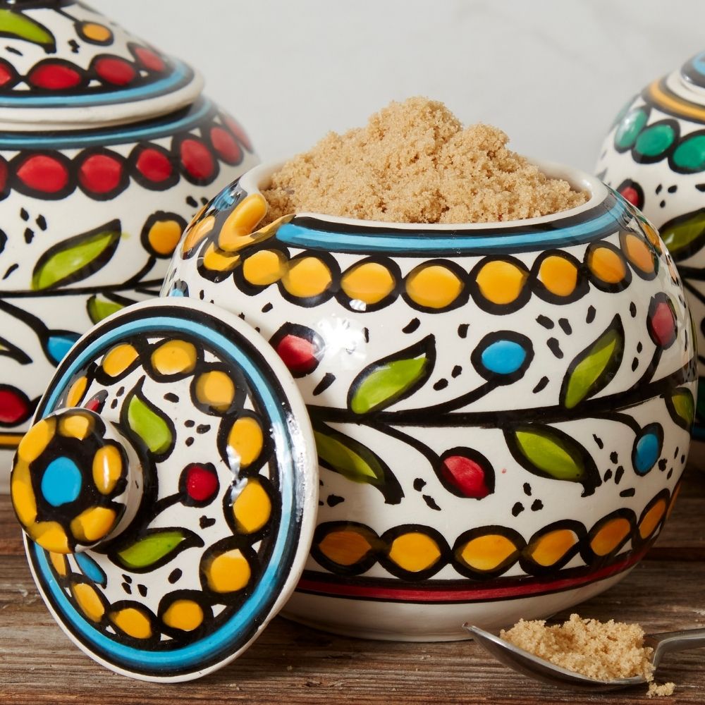 Ceramic Small Palestine Colorful Vine Canister Set