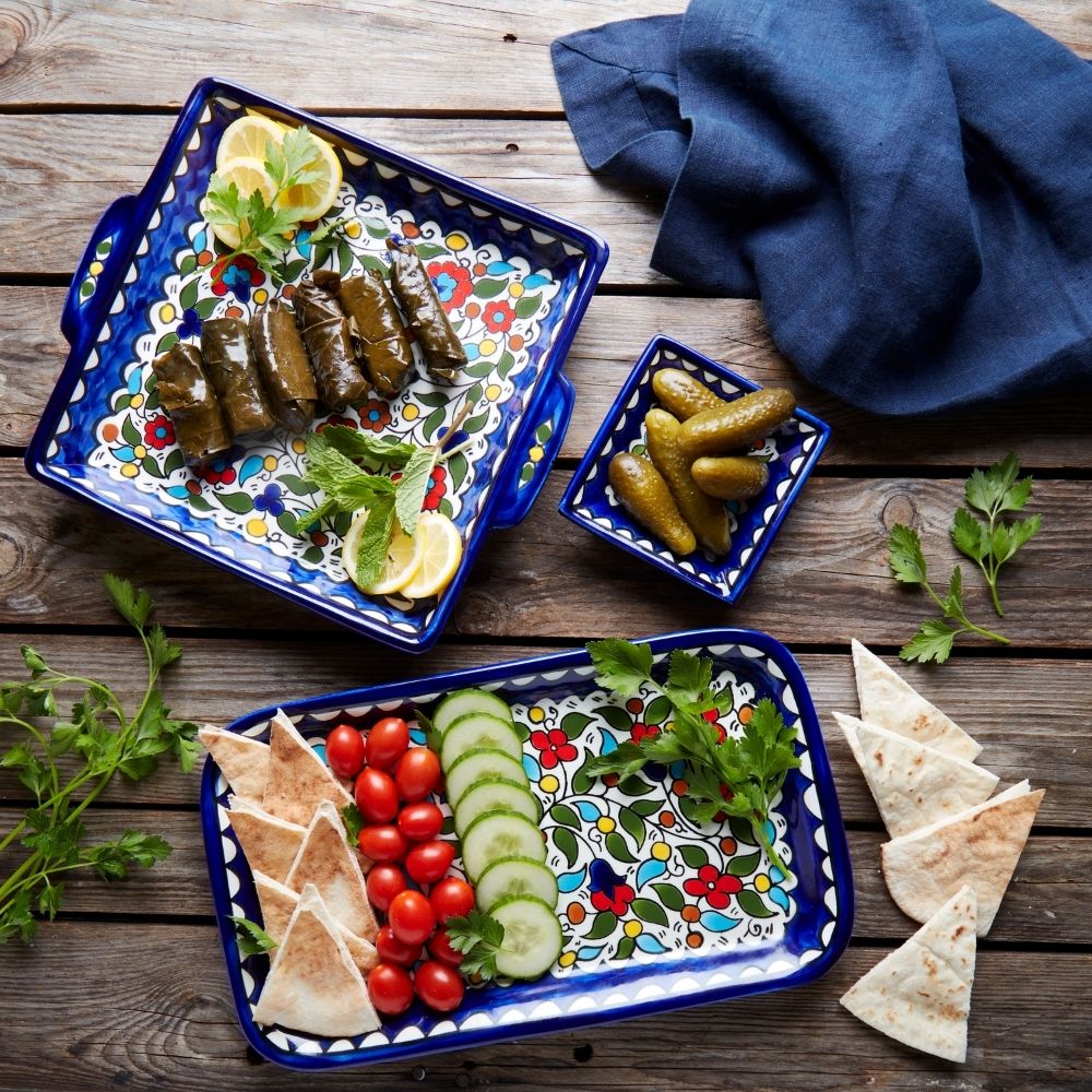 Ceramic Palestine Floral Serving Dish Set of 3