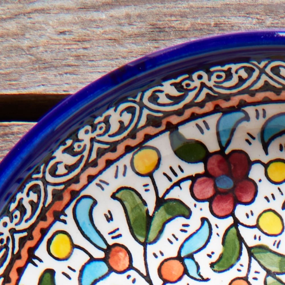Ceramic Palestine Blue Floral Round Dish Set