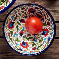 Ceramic Palestine Blue Floral Deep Serving Bowl Set