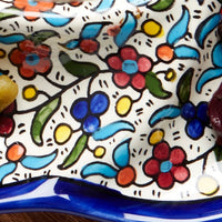 Ceramic Palestine Blue Floral Chips Dip Bowl