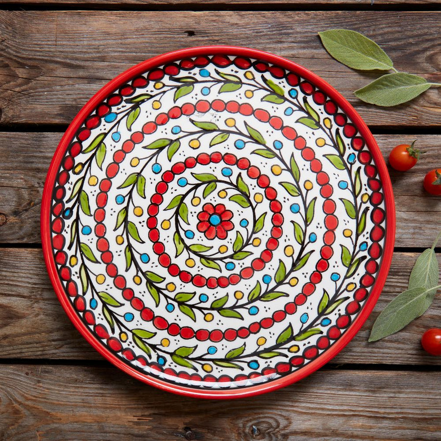 Palestinian Plate Ceramic Palestine Colorful Vine Red Dinner Plate – Artisan Variety