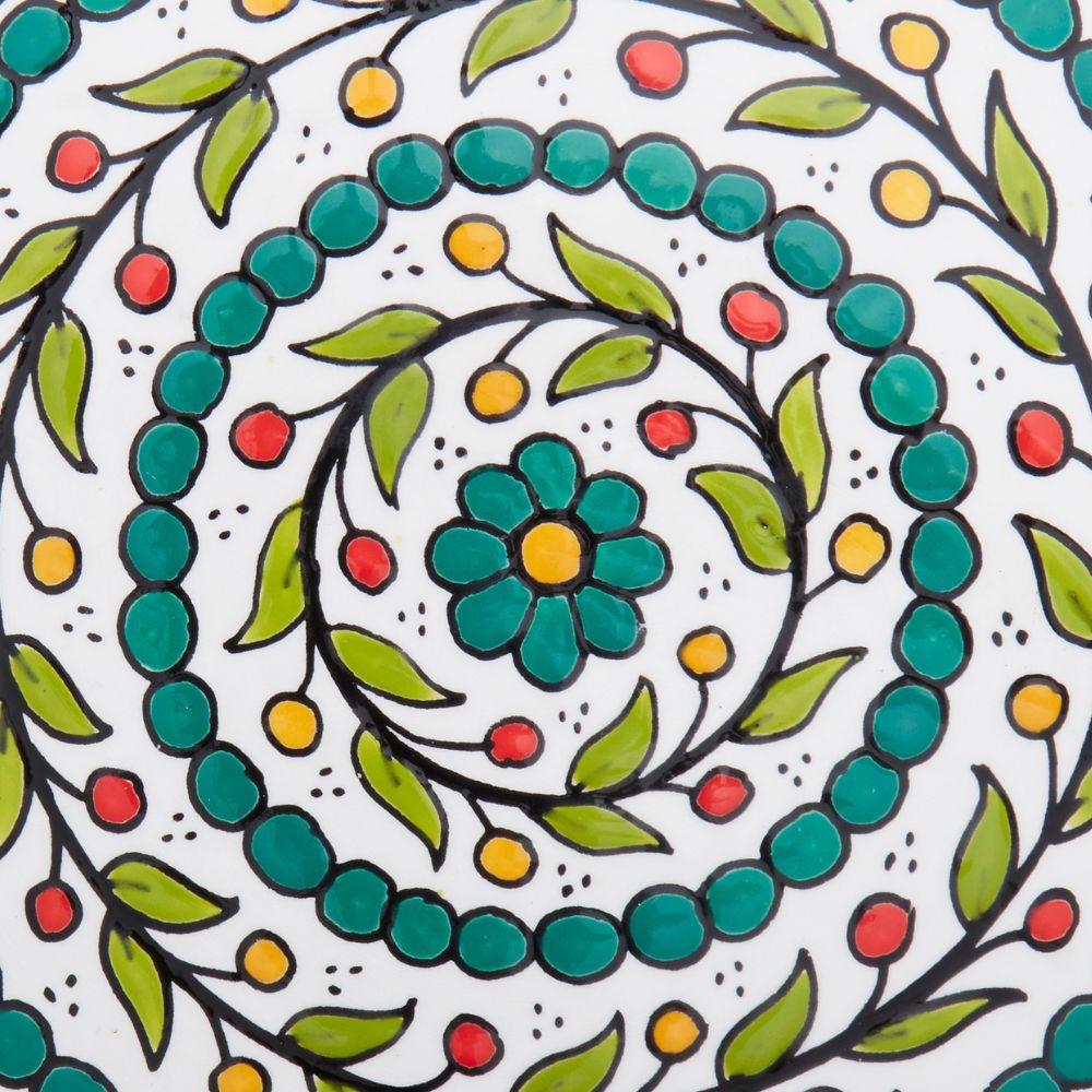 Palestinian Plate Ceramic Palestine Colorful Vine Green Dinner Plate – Artisan Variety