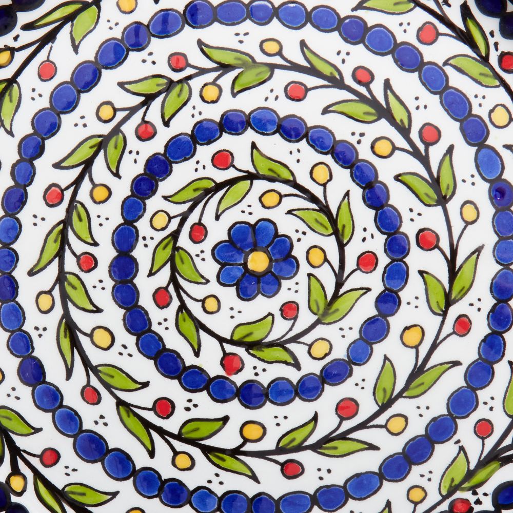 Palestinian Plate Ceramic Palestine Colorful Vine Blue Dinner Plate – Artisan Variety