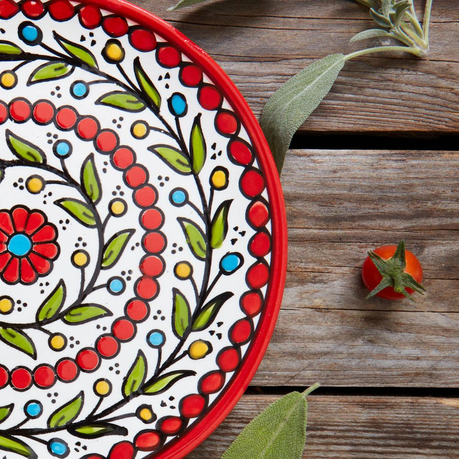 Ceramic Palestine Colorful Vine Red Salad Plate