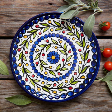 Ceramic Palestine Colorful Vine Blue Salad Plate