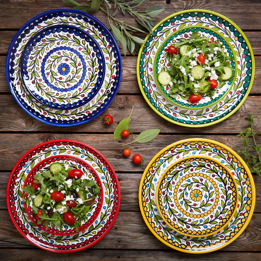 Palestinian Plate Ceramic Palestine Colorful Vine Blue Salad Plate – Artisan Variety