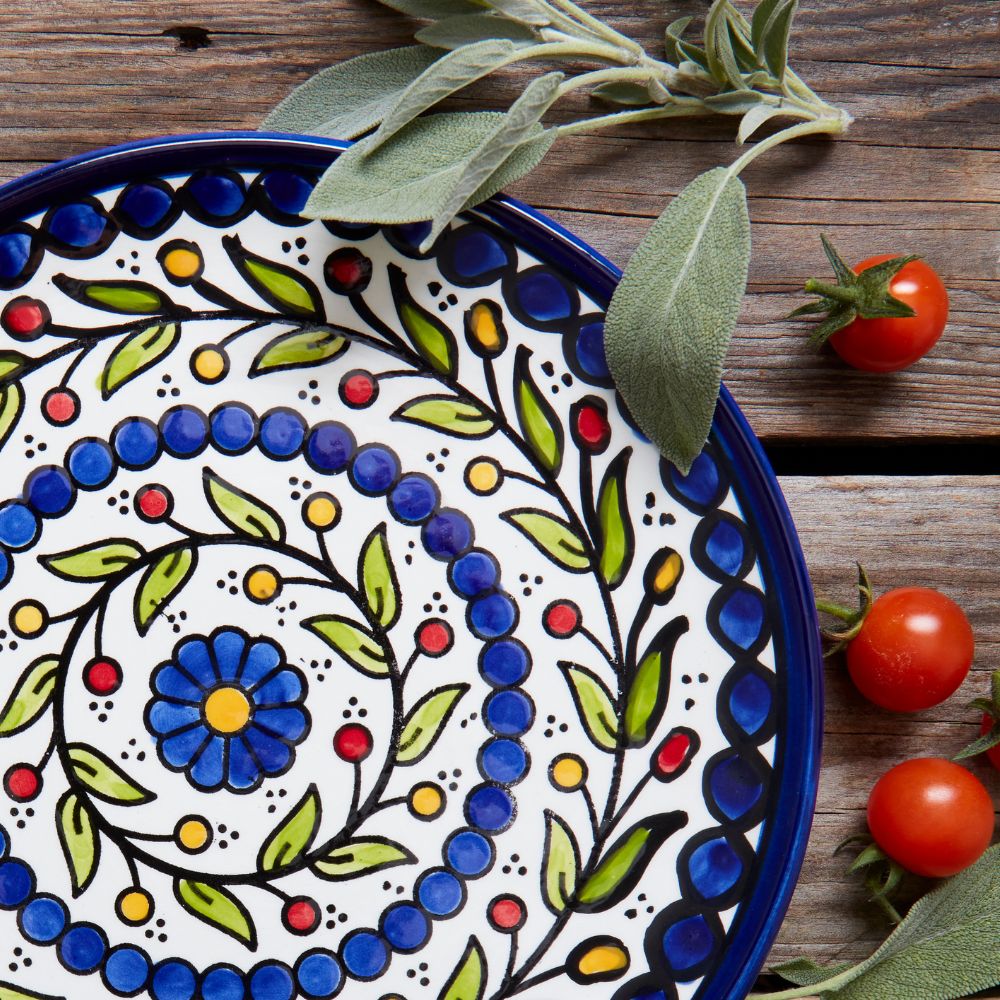 Palestinian Plate Ceramic Palestine Colorful Vine Blue Salad Plate – Artisan Variety