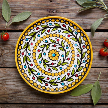 Ceramic Palestine Colorful Vine Yellow Salad Plate