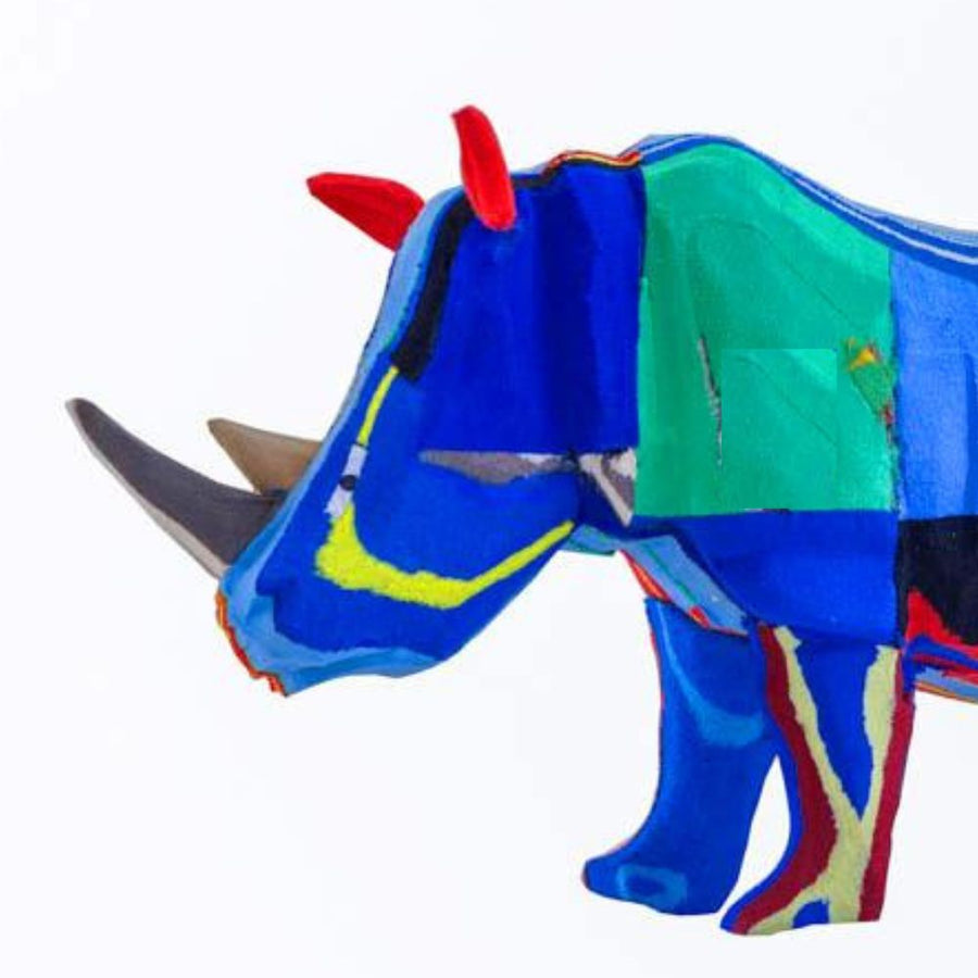 Small Recycled Flip Flop Rhino Figurine