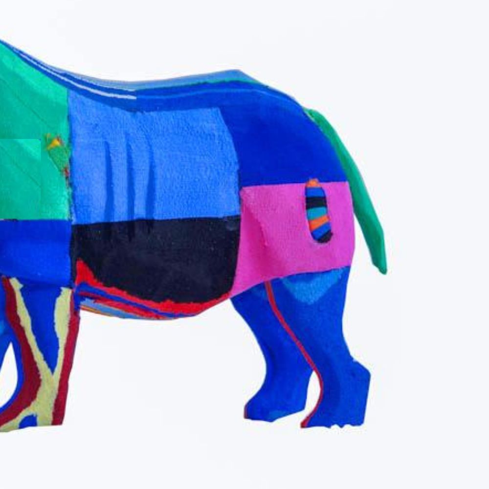 Small Recycled Flip Flop Rhino Figurine