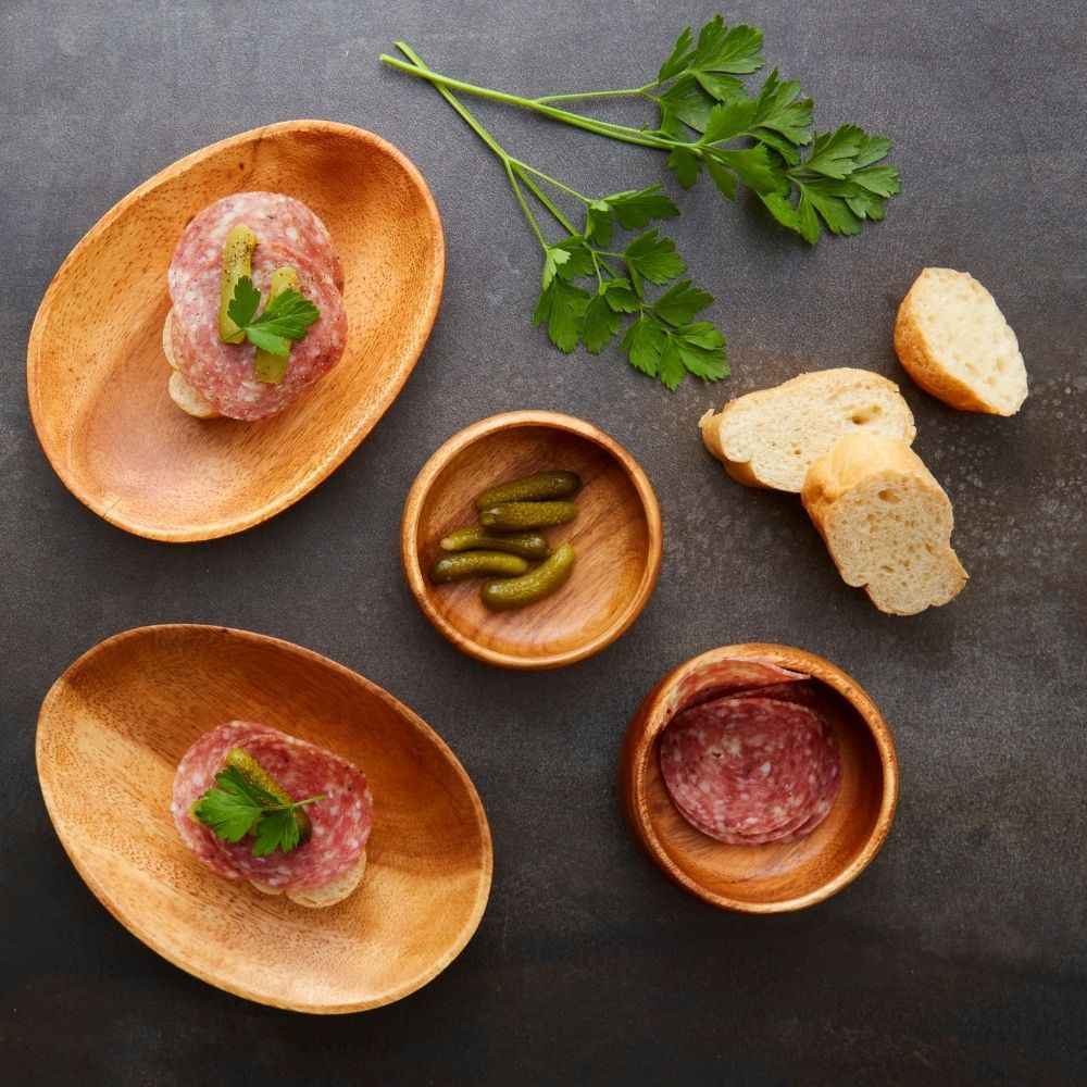 Acacia Wood Small Plates Set