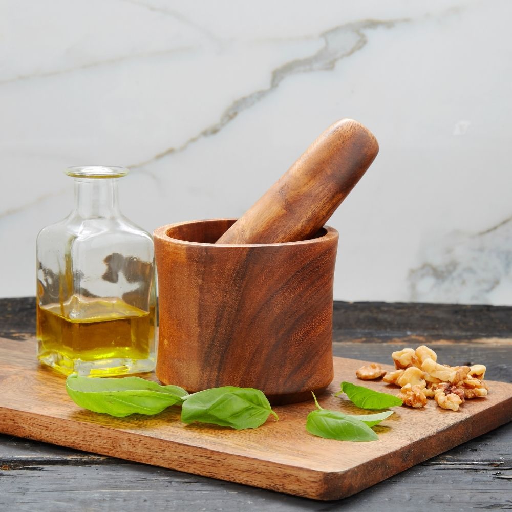 Small Acacia Wood Mortar Pestle