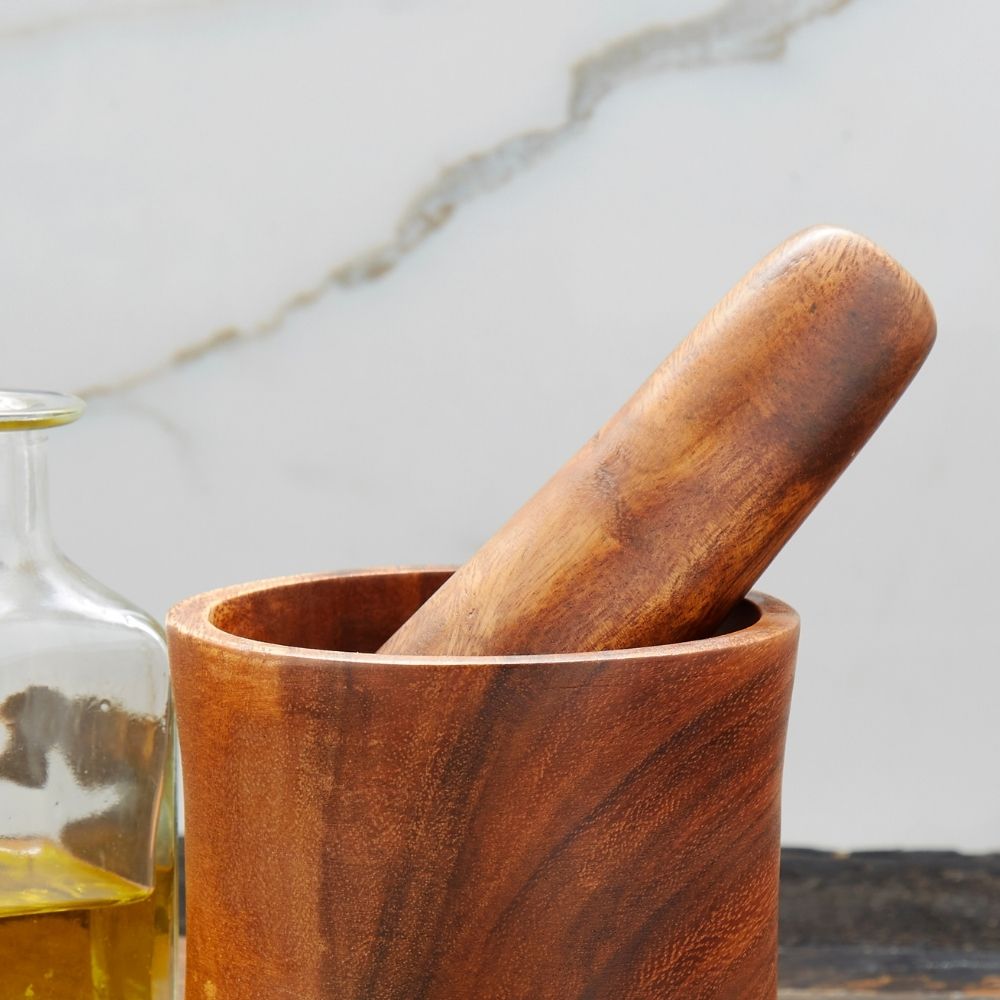 Small Acacia Wood Mortar Pestle