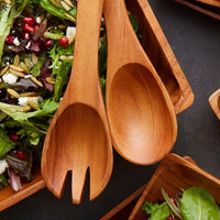 Acacia Wood Salad Bowl Salad Servers Set